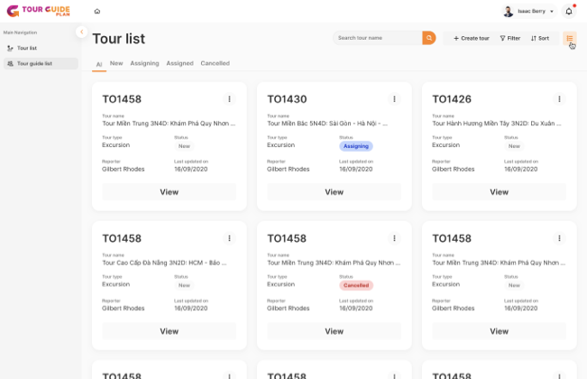Manage tours